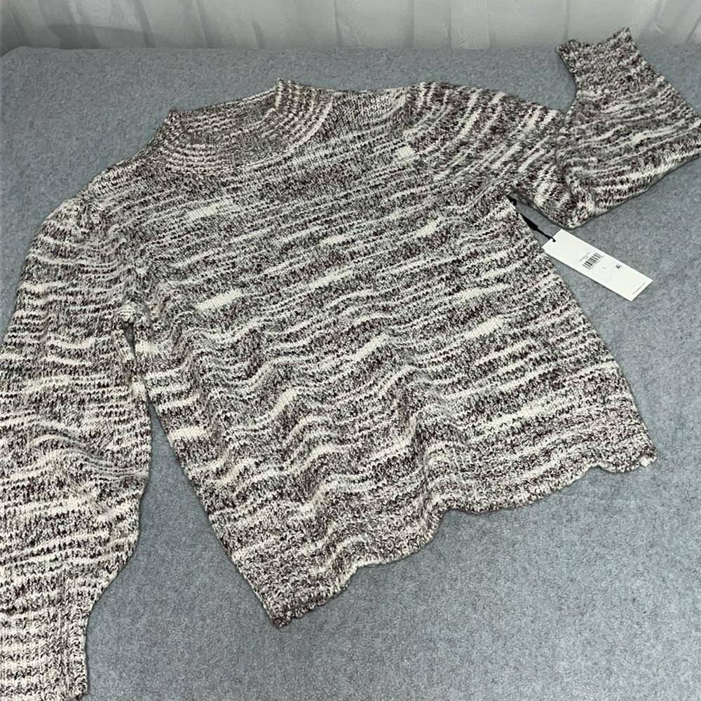 Calvin Klein Marled Cream and Brown Knit Sweater